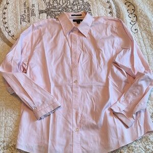 Lands' End Pink & White Striped Button-Down Shirt